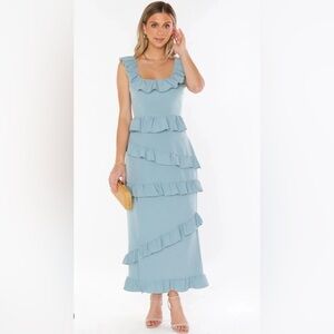 Show Me Your MuMu Light Blue Ruffle Maxi Dress